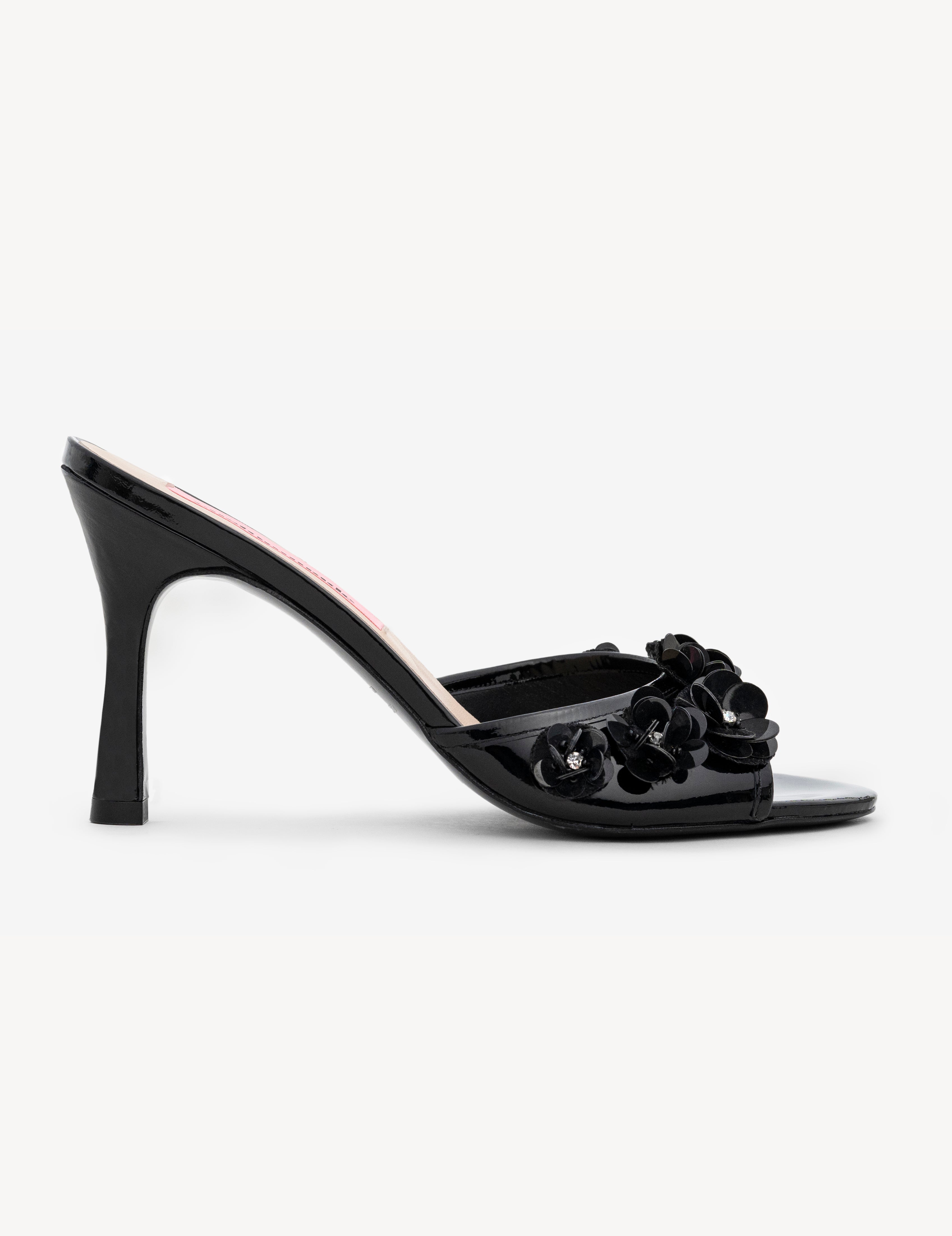 OBSESSION Black flower Mule