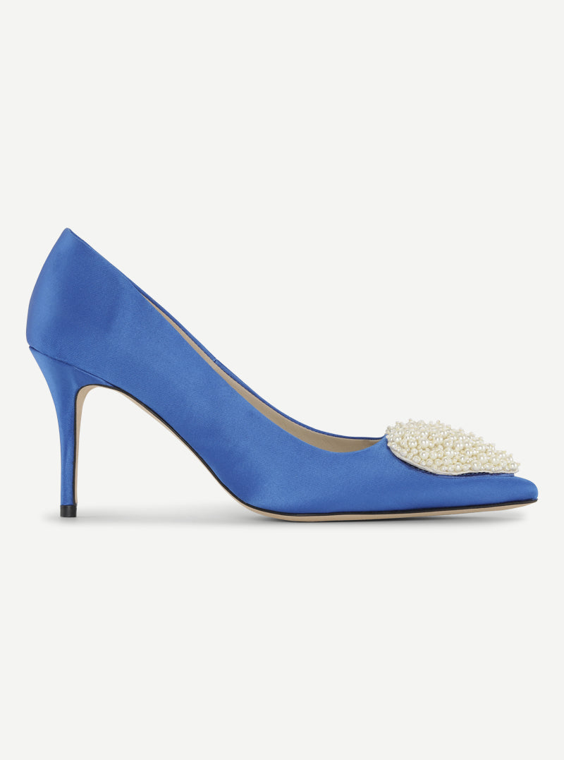 Custommade Aljo Pearl Heart Pumps 435 Royal Blue